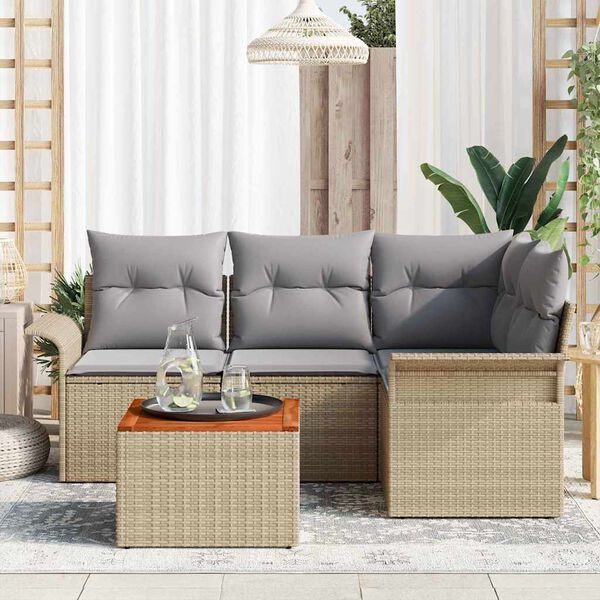vidaXL Gartensofa-set 5 pcs Beige und Hellgrau Poly-Rattan