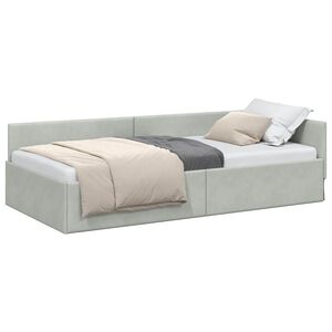 vidaXL Eckbettgestell mit Kopfteil Hellgrau 80 cm x 200 cm Samt
