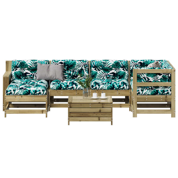 vidaXL 7-tlg. Garten-Lounge-Set mit Kissen Impr&auml;gniertes Kiefernholz