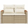 vidaXL Gartensofa mit Kissen 2-Sitzer Beige Poly Rattan
