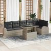 vidaXL Gartensofa-set mit Speicher 7 pcs Hellgrau Poly-Rattan