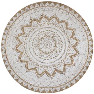 vidaXL Teppich Jute Geflochten Bedruckt 90 cm Rund