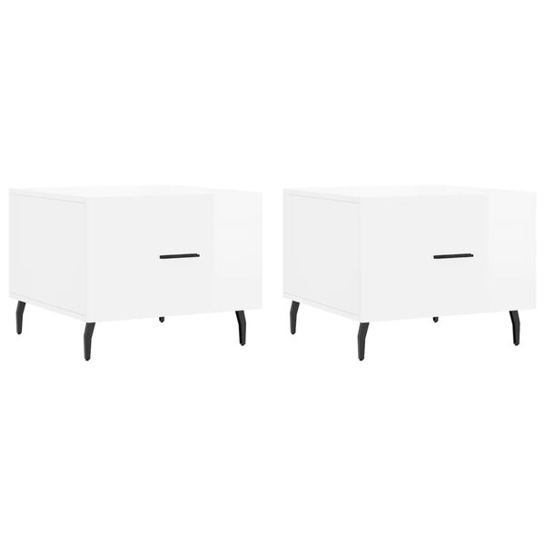 vidaXL Couchtische 2 Stk. Hochglanz-Wei&szlig; 50x50x40 cm Holzwerkstoff