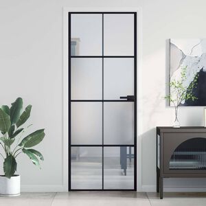 vidaXL Innent&uuml;r Schlank Schwarz 76x201,5 cm Hartglas und Aluminium