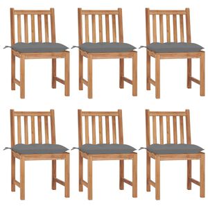vidaXL Gartenst&uuml;hle 6 Stk. mit Kissen Massivholz Teak