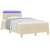 vidaXL LED Boxspringbett mit Matratze mit LED Creme 120 x 200 cm Stoff