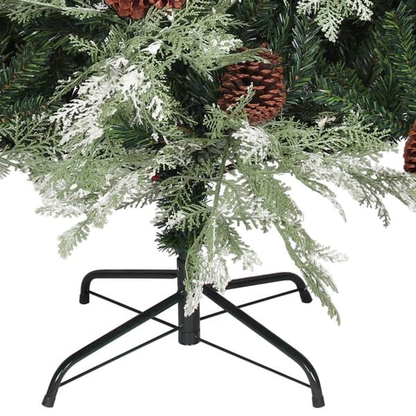 vidaXL Weihnachtsbaum mit Zapfen Grün und Weiß 120 cm PVC & PE