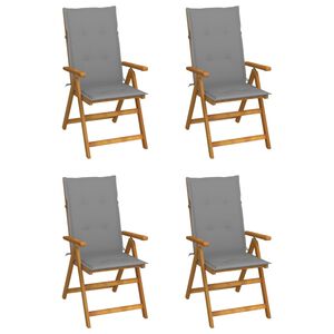 vidaXL 4er-Set verstellbare Klappst&uuml;hle mit Kissen aus massivem Akazienholz