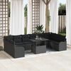vidaXL Garten-Sofa-Set mit Kissen 11 pcs Schwarz Poly Rattan