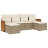vidaXL 6-tlg. Garten-Sofagarnitur mit Kissen Beige Poly Rattan