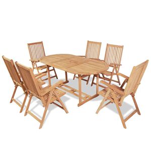 vidaXL 7-tlg. Garten-Essgruppe mit Klappst&uuml;hlen Massivholz Teak