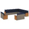 vidaXL 13-teiliges Gartensofa-Set mit Kissen, grau, Polyrattan