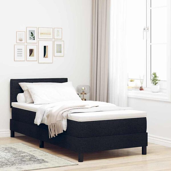 vidaXL Boxspringbett mit Matratze Schwarz 100 x 200 cm Stoff