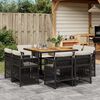 vidaXL 9-tlg. Garten-Essgruppe mit Kissen Schwarz Poly Rattan