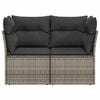 vidaXL Gartensofa 2-Sitzer mit Kissen Grau Poly Rattan