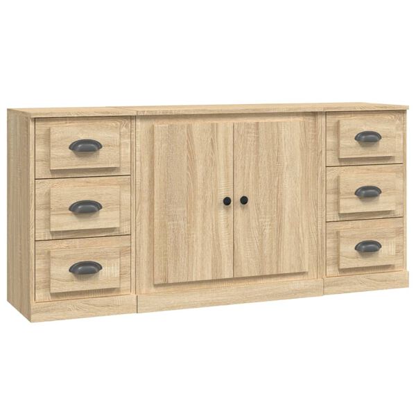vidaXL Sideboards 3 Stk. Sonoma-Eiche Holzwerkstoff