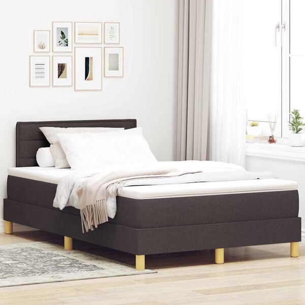vidaXL Boxspringbett mit Kissen Dunkelbraun 120 x 190 cm Stoff