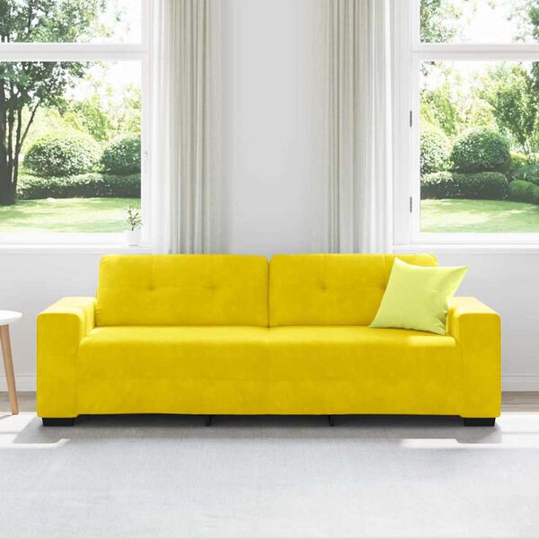 vidaXL | 3-Sitzer-Sofa | mit Kissen Gelb Samt