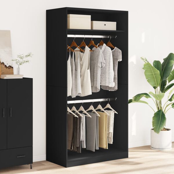 vidaXL Kleiderschrank Schwarz 100x50x200 cm Holzwerkstoff