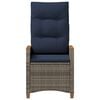 vidaXL Verstellbarer Gartenstuhl Grau und Marineblau Poly-Rattan