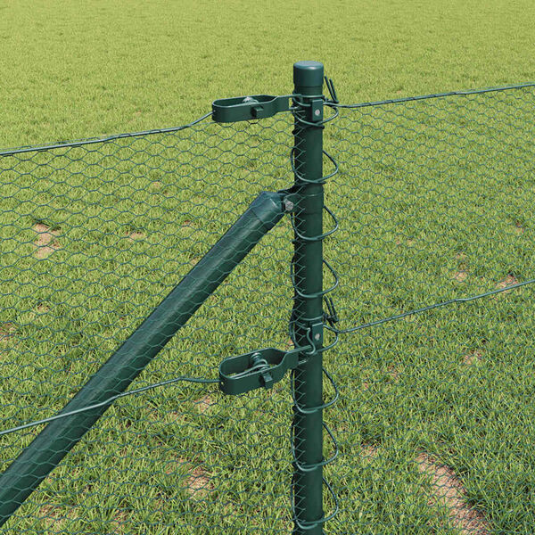 vidaXL Zaunpfosten Gr&uuml;n 10 x 0,8 m (13 mm Maschen) Stahl und PVC