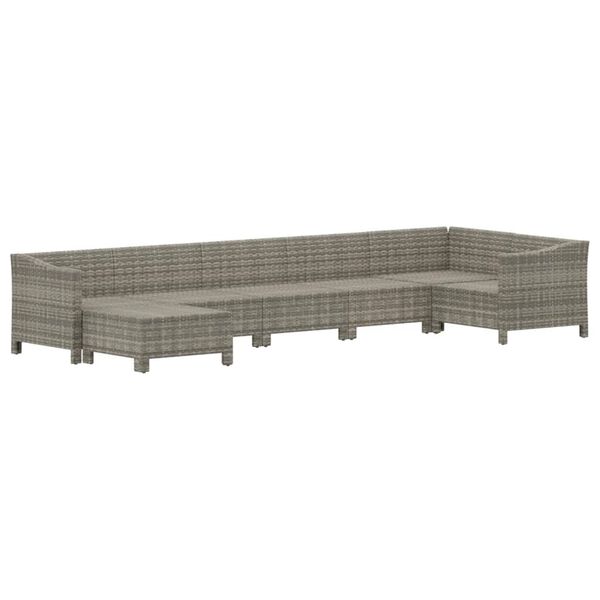 vidaXL 7-tlg. Garten-Lounge-Set mit Kissen Grau Poly Rattan