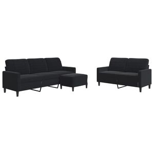 vidaXL 3-tlg. Sofagarnitur mit Kissen Schwarz Samt