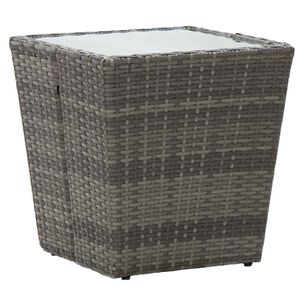 vidaXL Beistelltisch Grau 41,5x41,5x43 cm Poly Rattan und Hartglas