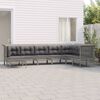 vidaXL 8-tlg. Garten-Lounge-Set mit Kissen Grau Poly Rattan