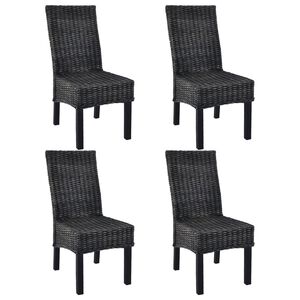 vidaXL Esszimmerst&uuml;hle 4 Stk. Schwarz Kubu Rattan und Mangoholz
