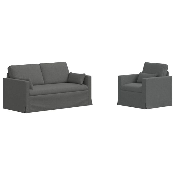 vidaXL Sofa 2 pcs Dunkelgrau
