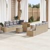 vidaXL Gartensofa-set mit Kissen mit Speicher 11 pcs Beige Poly Rattan