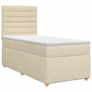 vidaXL Boxspringbett mit Matratze mit Kopfteil Creme 80 x 200 cm Stoff