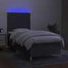 vidaXL Boxspringbett mit Matratze & LED Dunkelgrau 90x190 cm Stoff