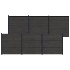 vidaXL Zaunelement 6 pcs WPC und Aluminium Schwarz