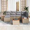 vidaXL Garten-Sofa-Set mit Kissen 7 pcs Beige und Hellgrau Poly Rattan