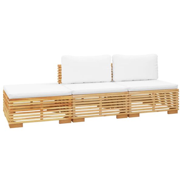 vidaXL 3-tlg. Garten-Lounge-Set mit Kissen Massivholz Teak