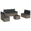 vidaXL 8-tlg. Garten-Sofagarnitur mit Kissen Grau Poly Rattan