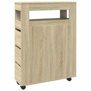 vidaXL Schmaler Badschrank mit R&auml;dern Sonoma-Eiche Holzwerkstoff