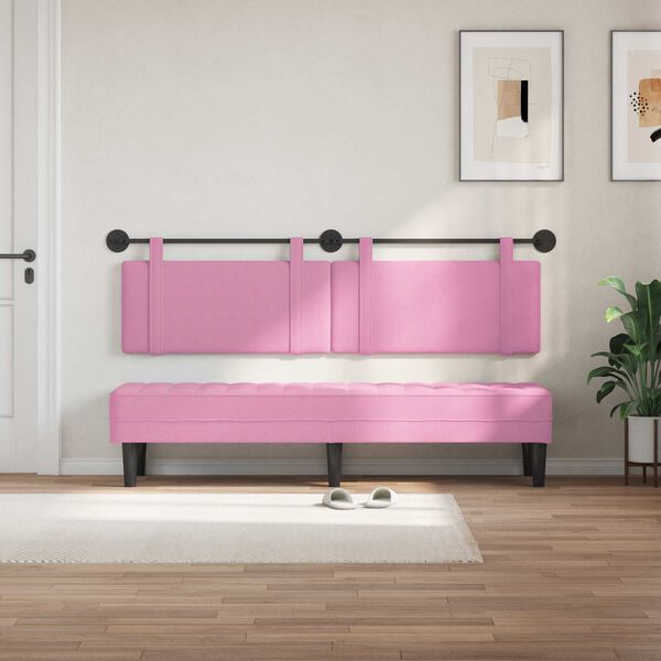 vidaXL H&auml;ngevorderseite Wandmontiert Uni Rosa 170 x 55 x 5 cm Stoff