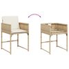 vidaXL 9-tlg. Garten-Essgruppe mit Kissen Beige Poly Rattan