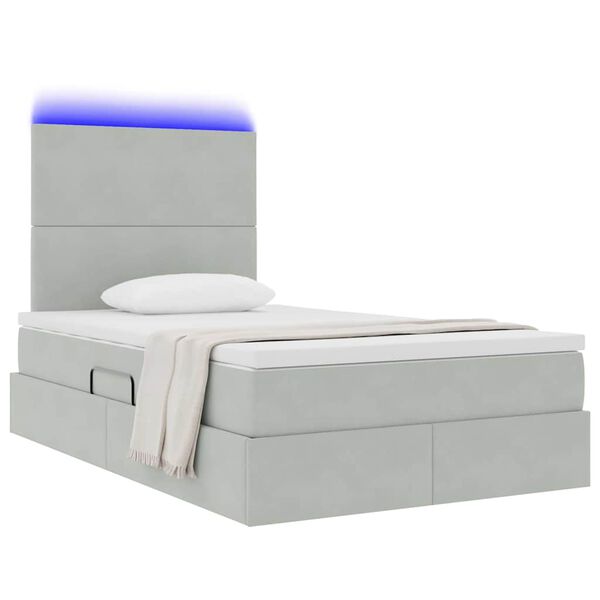 vidaXL Bett mit Stauraum und LED Hellgrau 120 x 200 cm Samt