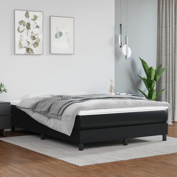 vidaXL Boxspringbettgestell Schwarz 140x200 cm Kunstleder