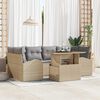 vidaXL Garten-Sofa-Set mit Kissen mit Speicher 7 pcs Beige Poly Rattan