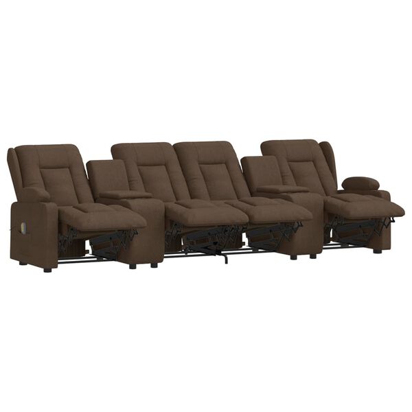 vidaXL 4-Sitzer Massagesessel mit Getränkehalter Braun Stoff