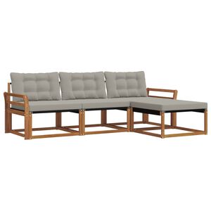 vidaXL Outdoor-Sofagarnitur 4 stk. 4-Sitzer Natur und Hellgrau