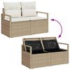 vidaXL Garten-Sofa-Set mit Kissen mit Speicher 9 pcs Beige Poly Rattan