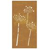 vidaXL Garten-Wanddeko 105x55 cm Cortenstahl Blumen-Design