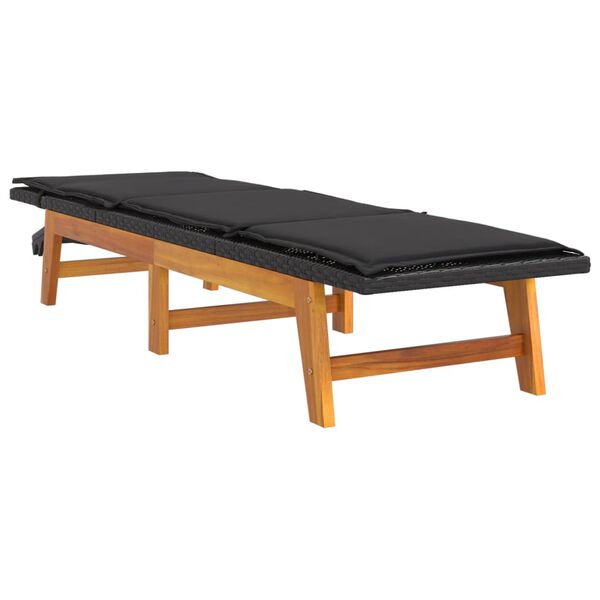 vidaXL Sonnenliege mit Kissen Poly Rattan & Massivholz Akazie