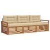 vidaXL Outdoor-Sofagarnitur mit Kissen 3 pcs Natur und Beige